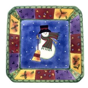 SANGO Sweet Shoppe Christmas Snowman by Sue Zipkin Square Candy Dish #0996-97